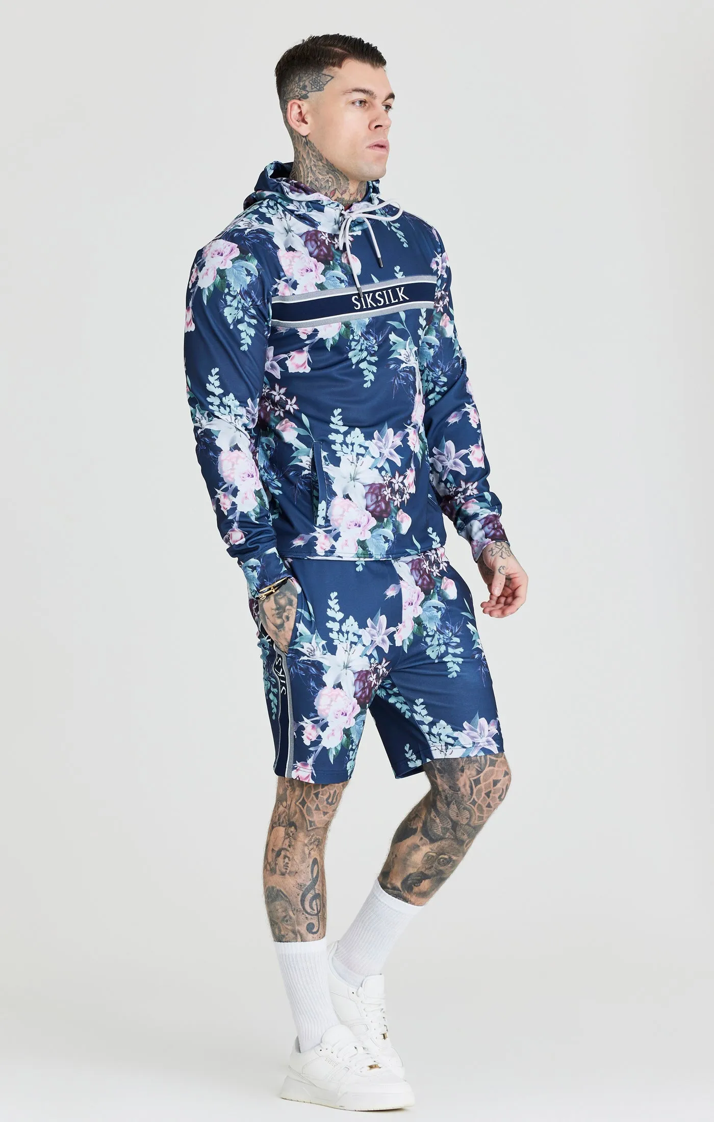 Navy Logo Detail Botanical Hoodie sold by Siksilk product image thumbnail 2