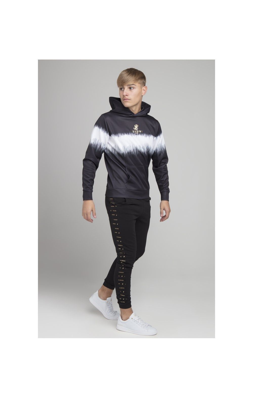 Illusive London Fade Tie Dye Hoodie - Black & White sold by Siksilk product image thumbnail 4