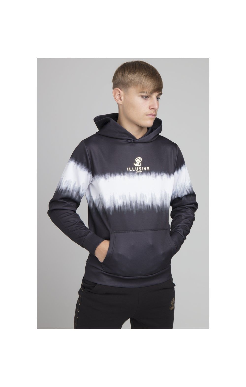 Illusive London Fade Tie Dye Hoodie - Black & White sold by Siksilk