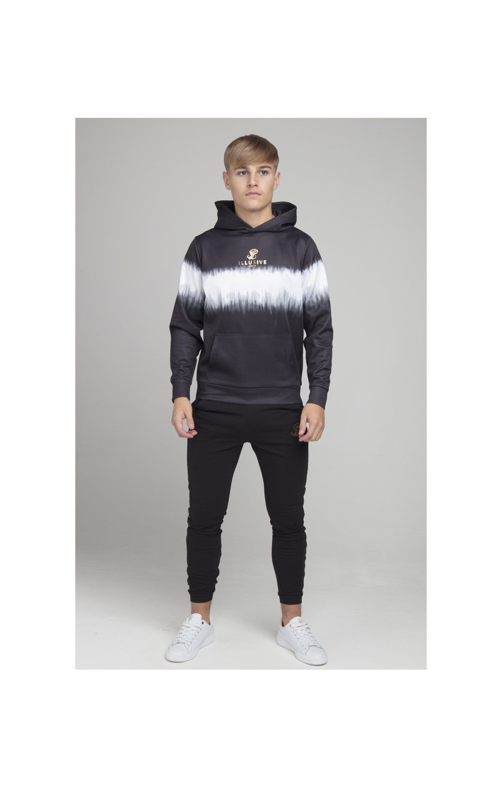 Illusive London Fade Tie Dye Hoodie - Black & White sold by Siksilk product image thumbnail 5