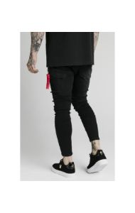 SikSilk Distressed Flight Jeans – Washed Black sold by Siksilk