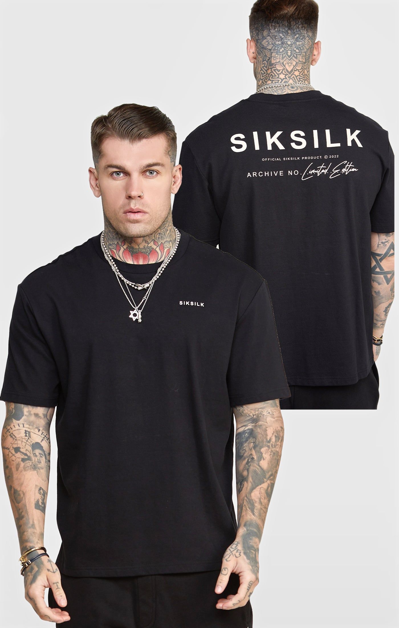 Black Oversized Back Logo T-Shirt sold by Siksilk