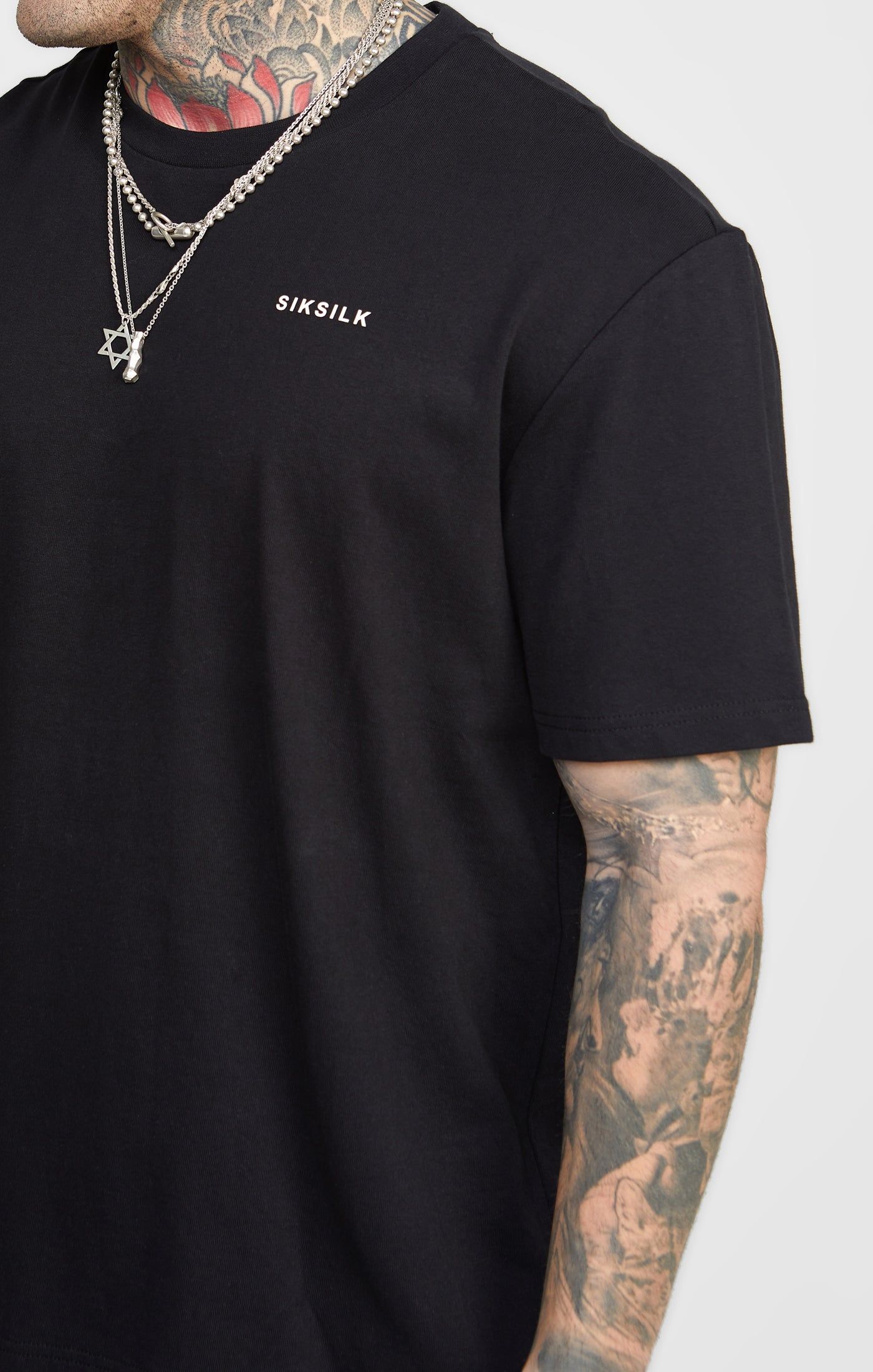 Black Oversized Back Logo T-Shirt sold by Siksilk product image thumbnail 2