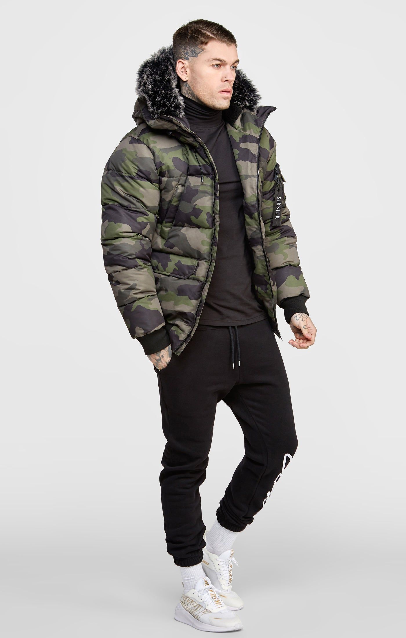 Green Camo Bomber Jacket sold by Siksilk product image thumbnail 4