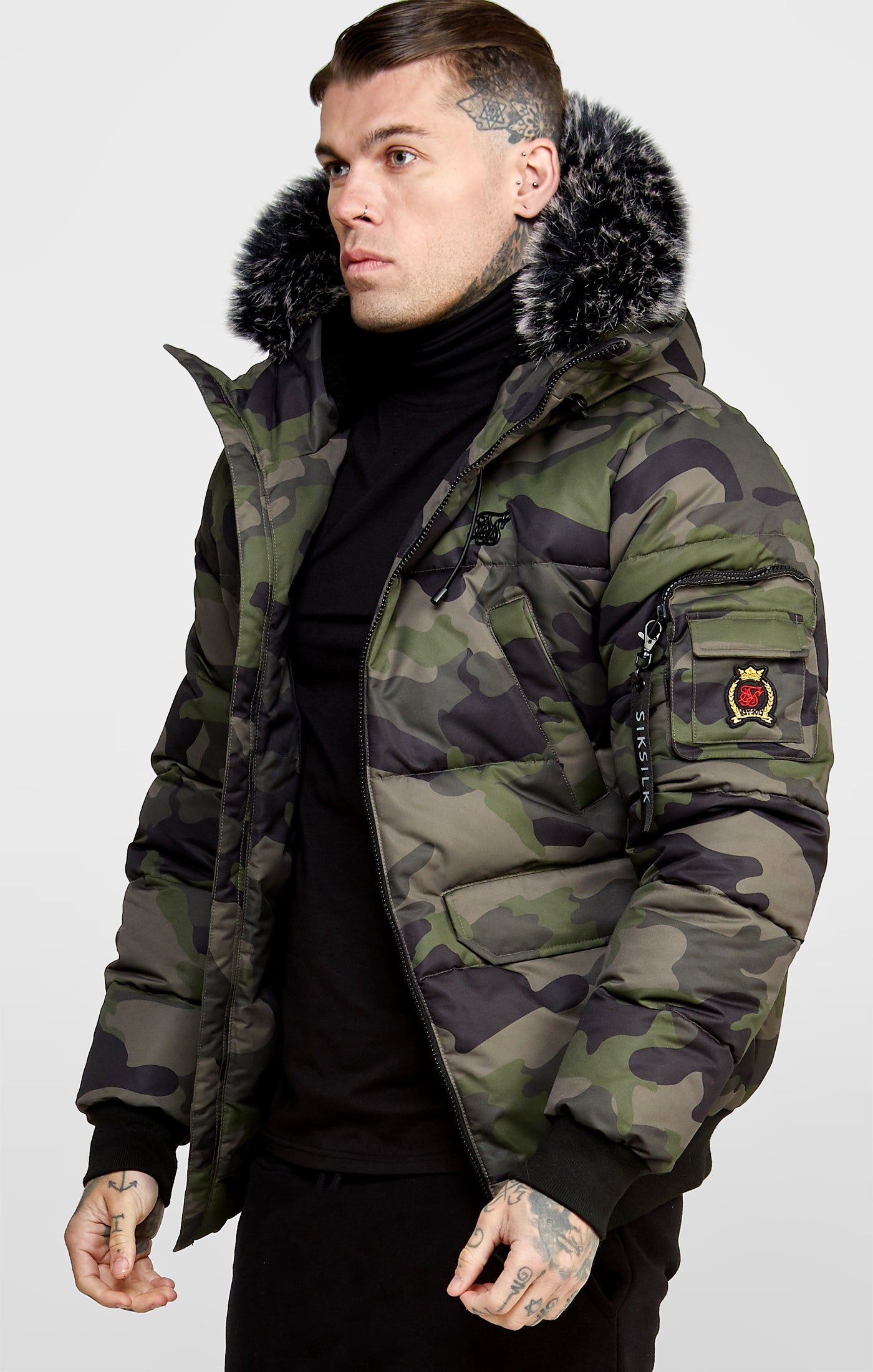 Green Camo Bomber Jacket sold by Siksilk
