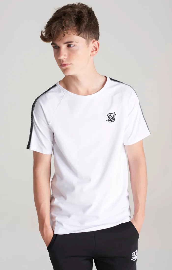 Boys White Taped Raglan T-Shirt sold by Siksilk