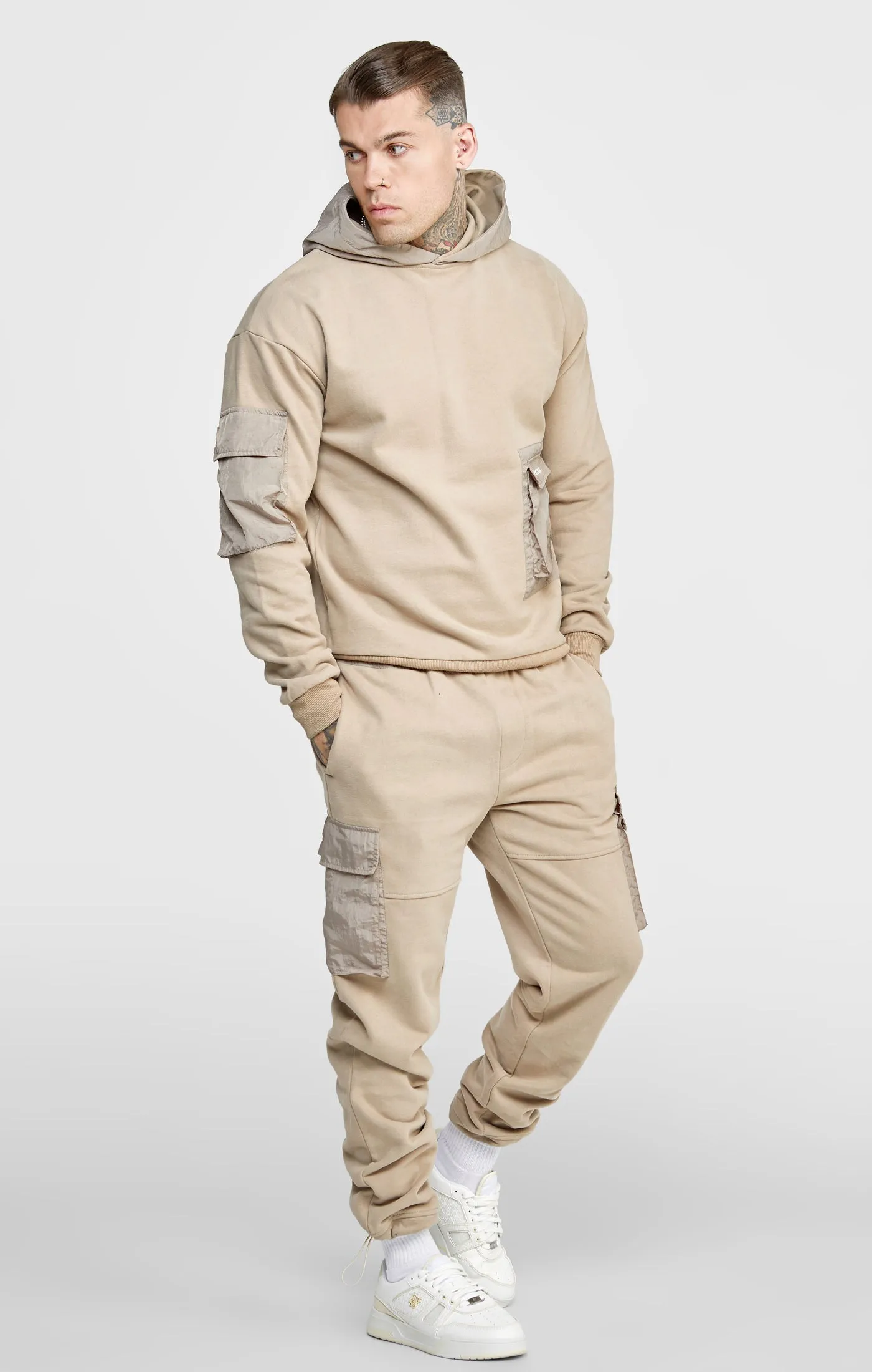 Tan Contrast Pocket Oversized Hoodie sold by Siksilk product image thumbnail 4