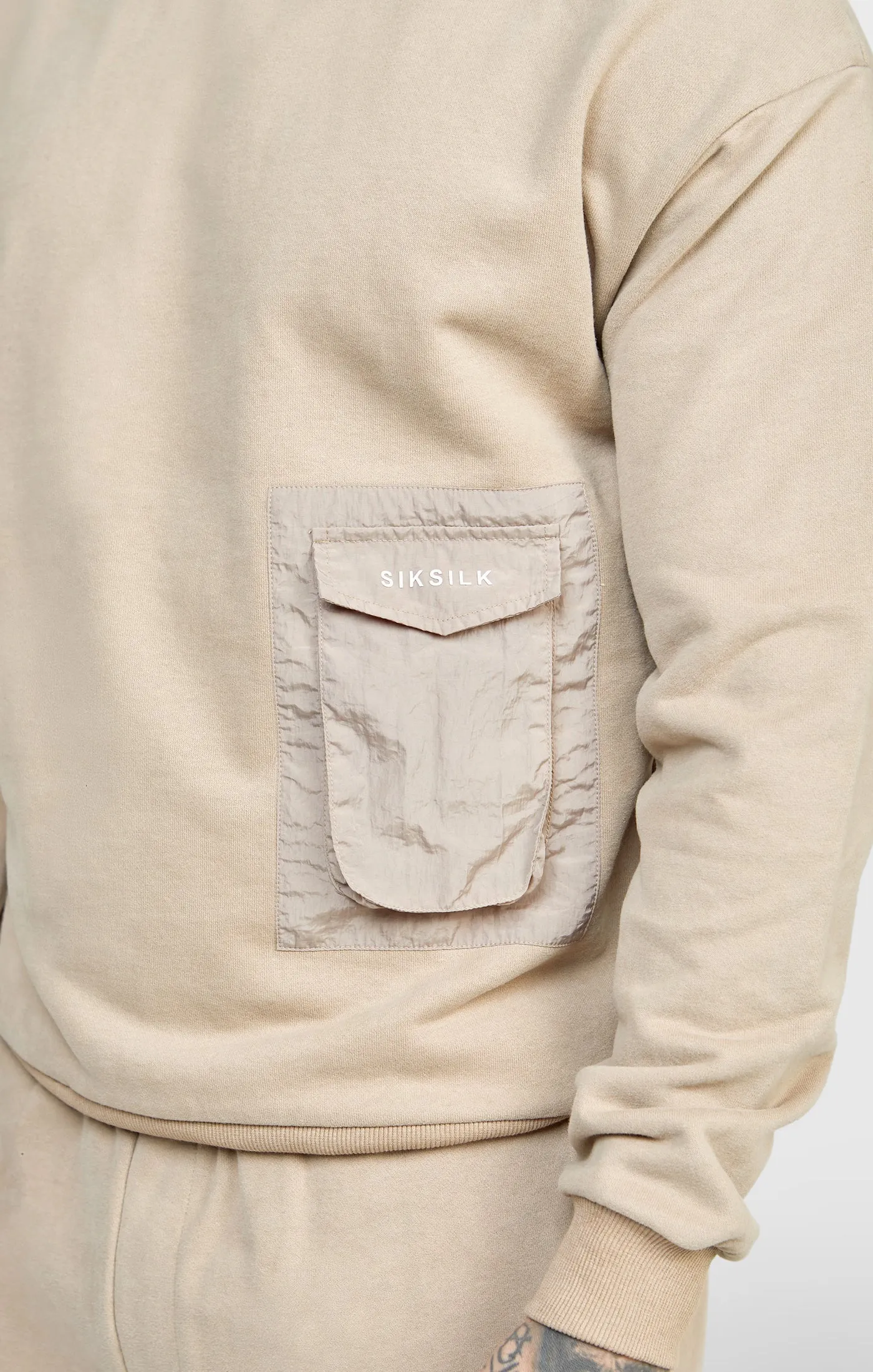 Tan Contrast Pocket Oversized Hoodie sold by Siksilk product image thumbnail 2