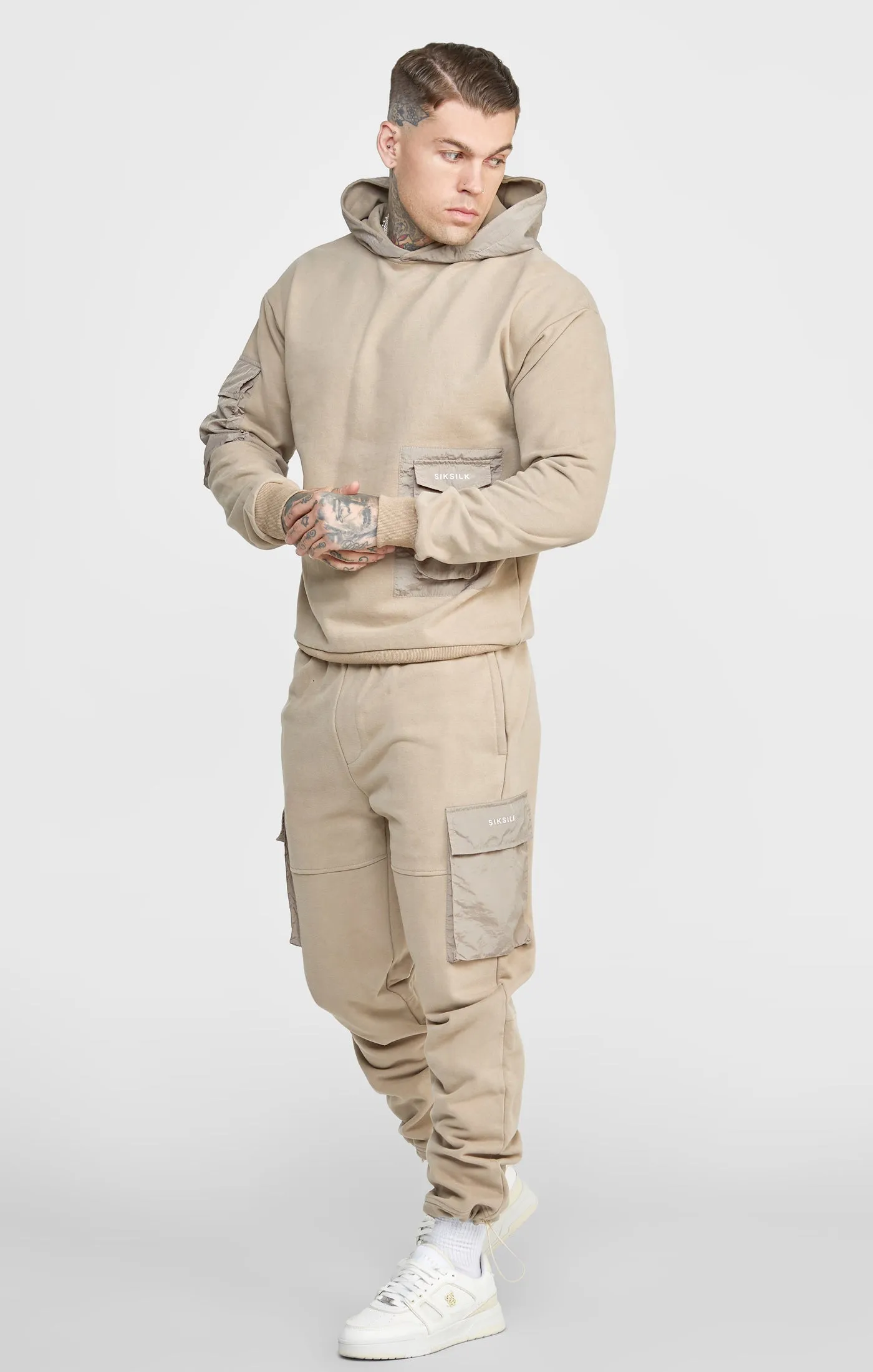 Tan Contrast Pocket Oversized Hoodie sold by Siksilk product image thumbnail 3