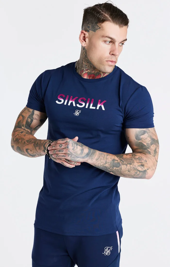 Navy Print Muscle Fit T-Shirt sold by Siksilk product image thumbnail 2