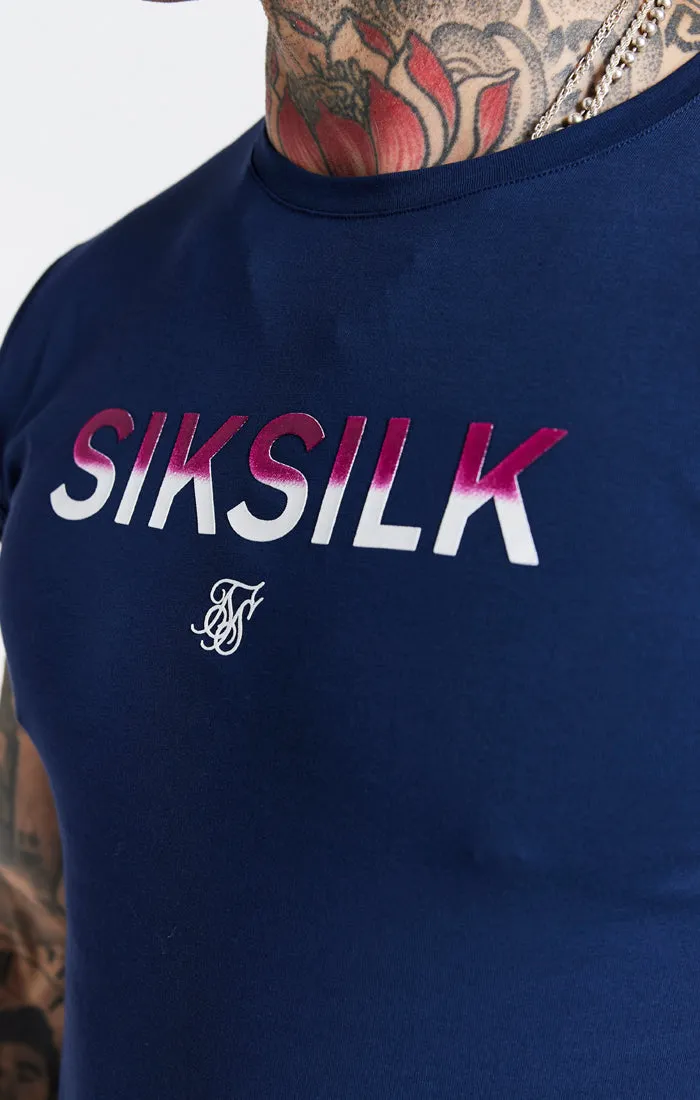 Navy Print Muscle Fit T-Shirt sold by Siksilk product image thumbnail 3