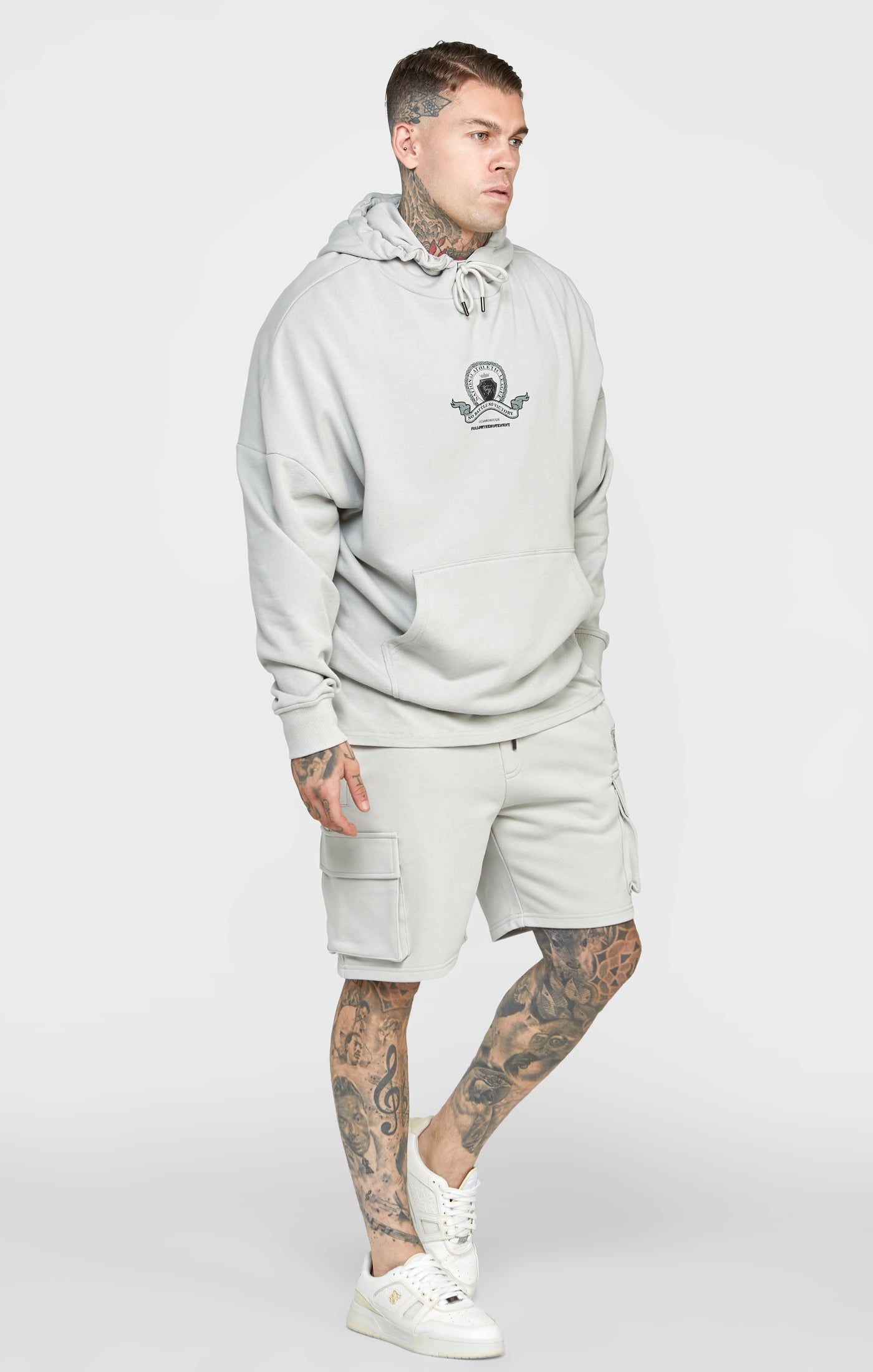 Grey Varsity Print Oversized Hoodie sold by Siksilk product image thumbnail 3