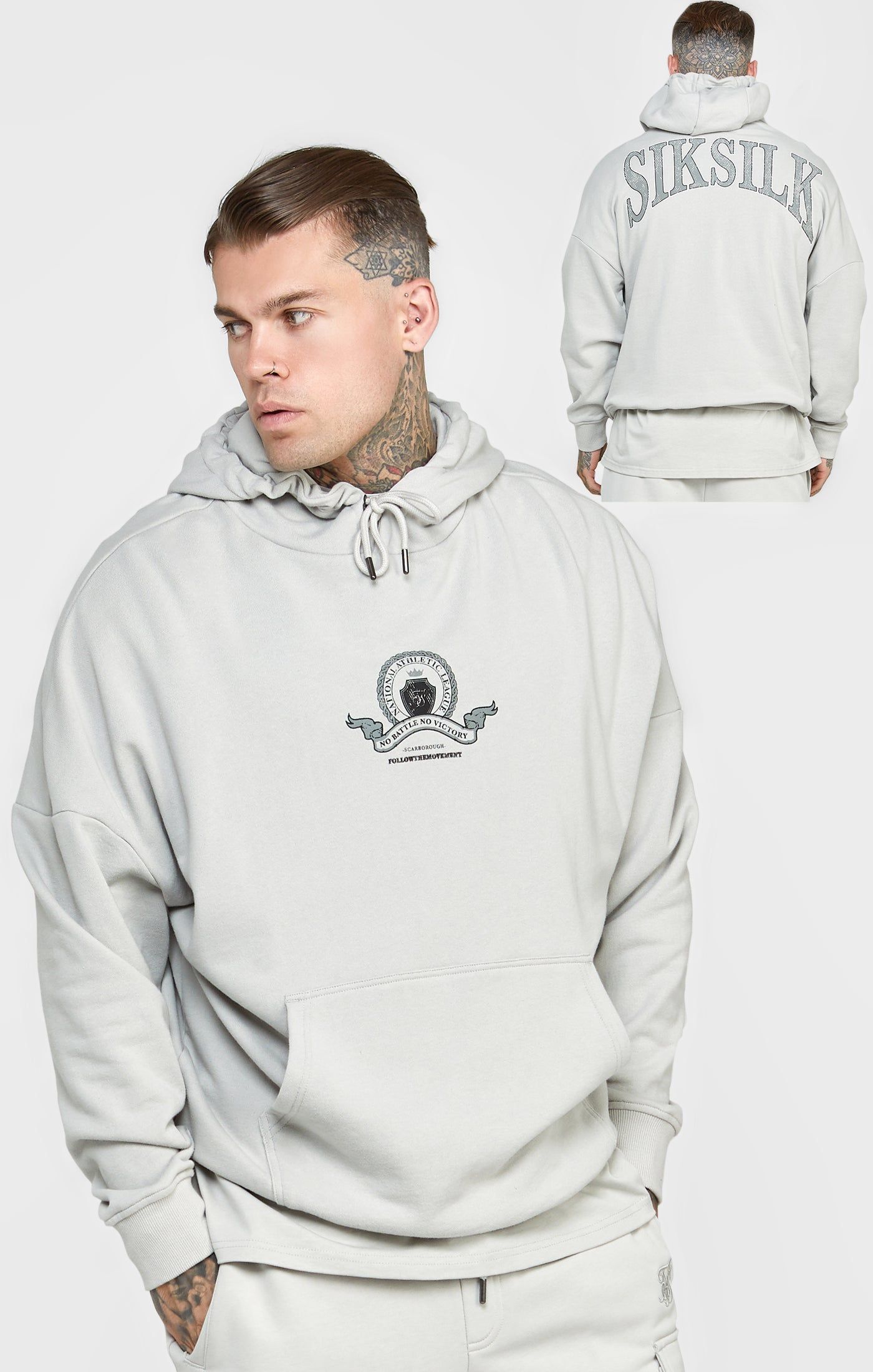 Grey Varsity Print Oversized Hoodie sold by Siksilk
