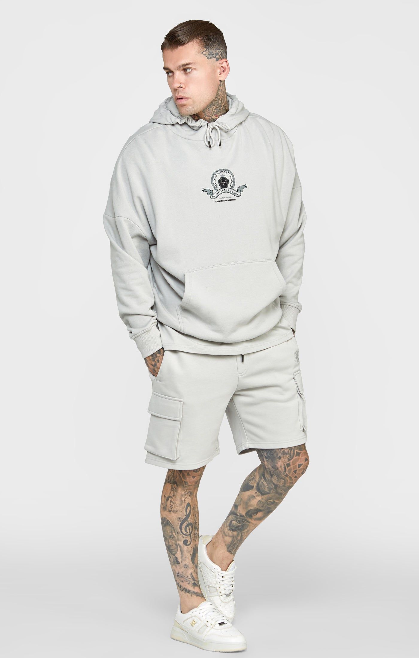 Grey Varsity Print Oversized Hoodie sold by Siksilk product image thumbnail 4