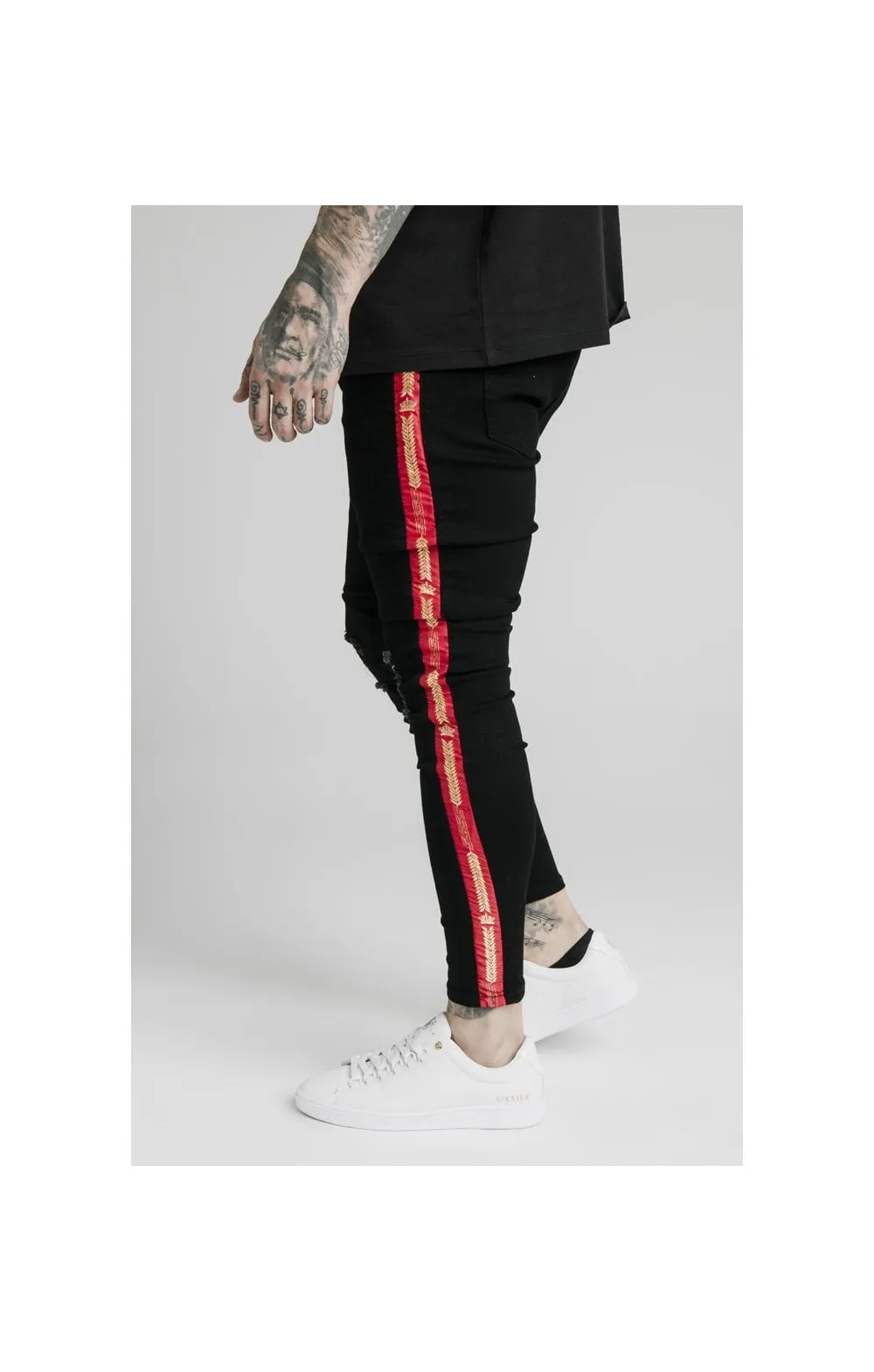 SikSilk Burst Knee Jeans - Black sold by Siksilk