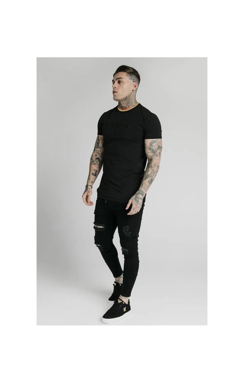 SikSilk Straight Hem Gym Tee – Black & Gold sold by Siksilk product image thumbnail 5