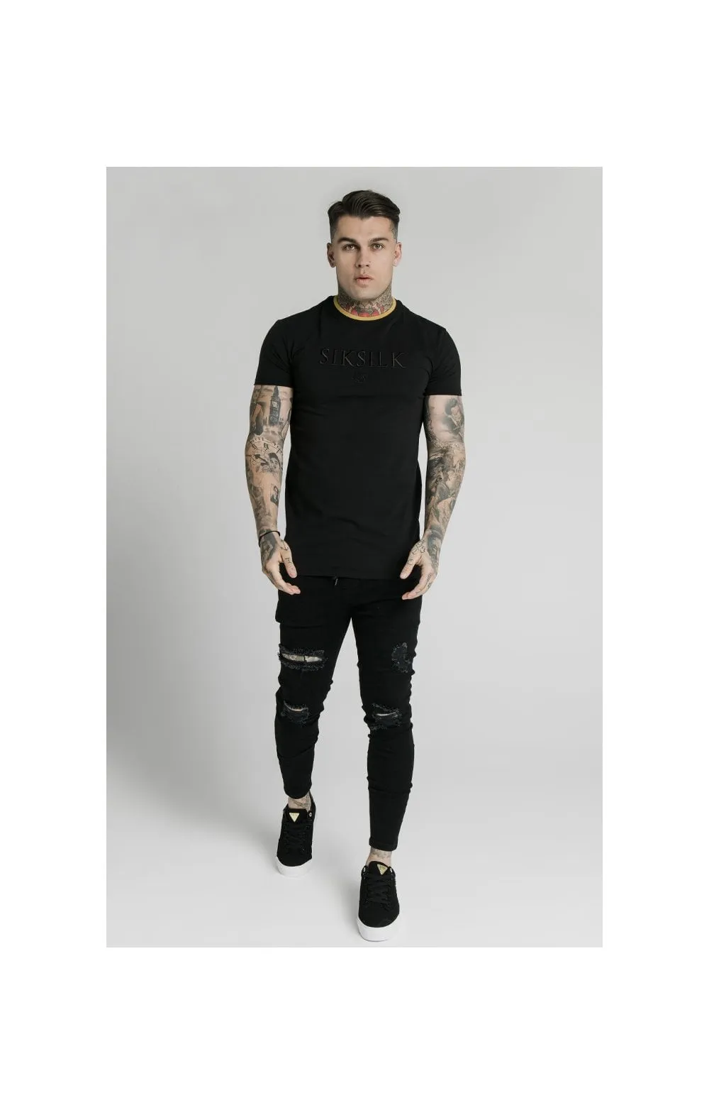 SikSilk Straight Hem Gym Tee – Black & Gold sold by Siksilk product image thumbnail 2
