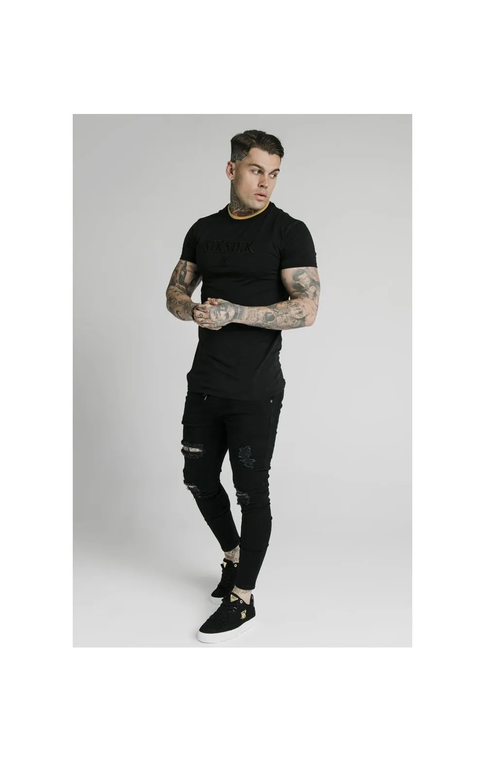 SikSilk Straight Hem Gym Tee – Black & Gold sold by Siksilk product image thumbnail 3