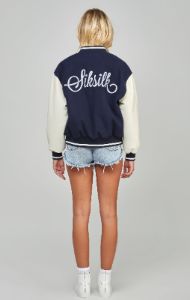 Navy Varsity Bomber Jacket sold by Siksilk