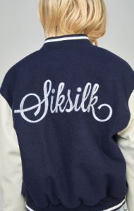 Navy Varsity Bomber Jacket sold by Siksilk