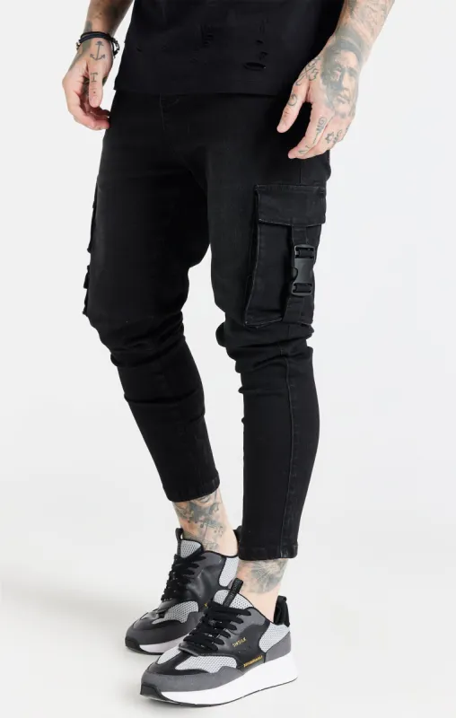 Black Cargo Skinny Jean sold by Siksilk