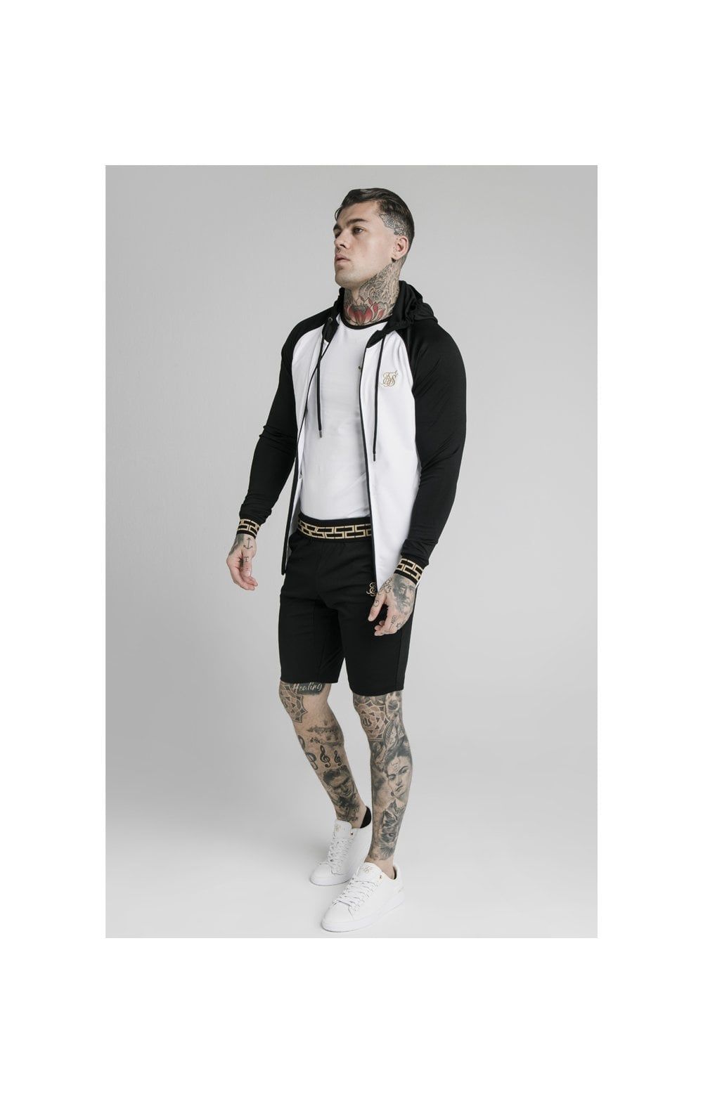 SikSilk Contrast Scope Zip Through Hoodie - Black & White sold by Siksilk product image thumbnail 4