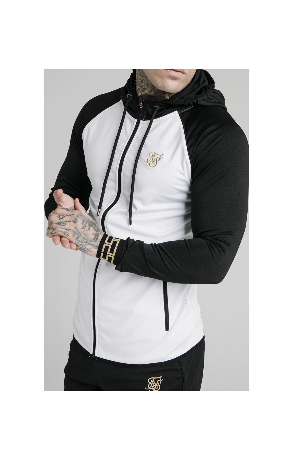 SikSilk Contrast Scope Zip Through Hoodie - Black & White sold by Siksilk product image thumbnail 2