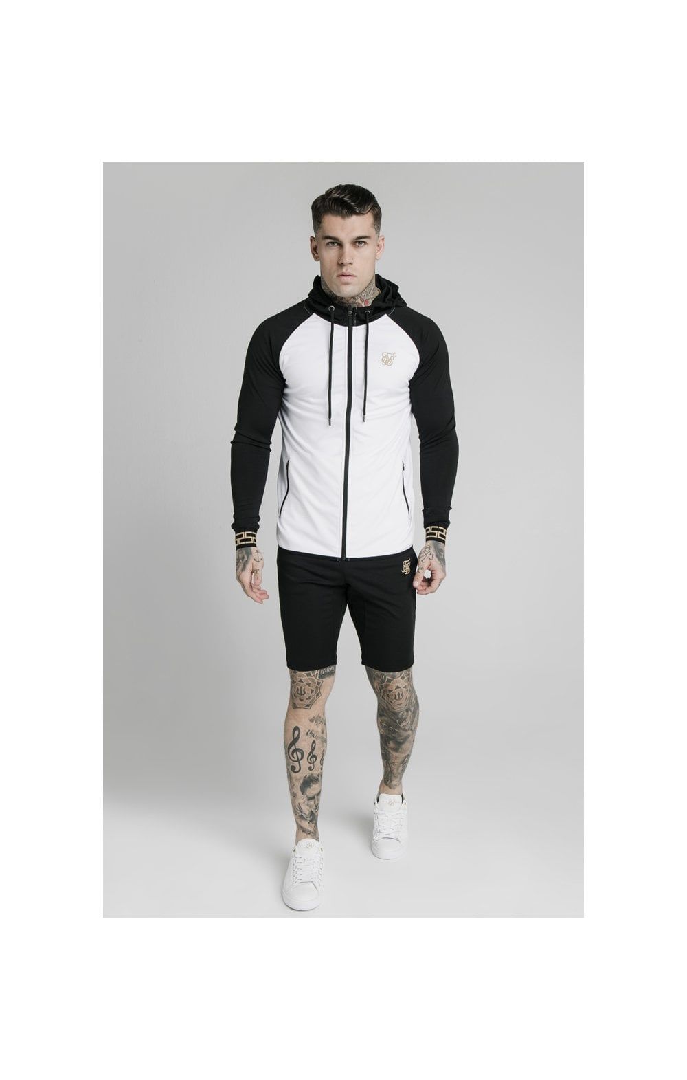 SikSilk Contrast Scope Zip Through Hoodie - Black & White sold by Siksilk product image thumbnail 5