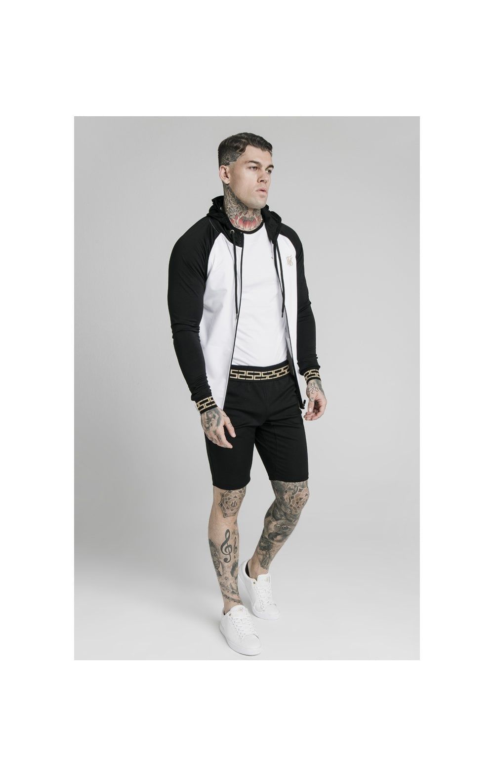 SikSilk Contrast Scope Zip Through Hoodie - Black & White sold by Siksilk product image thumbnail 3
