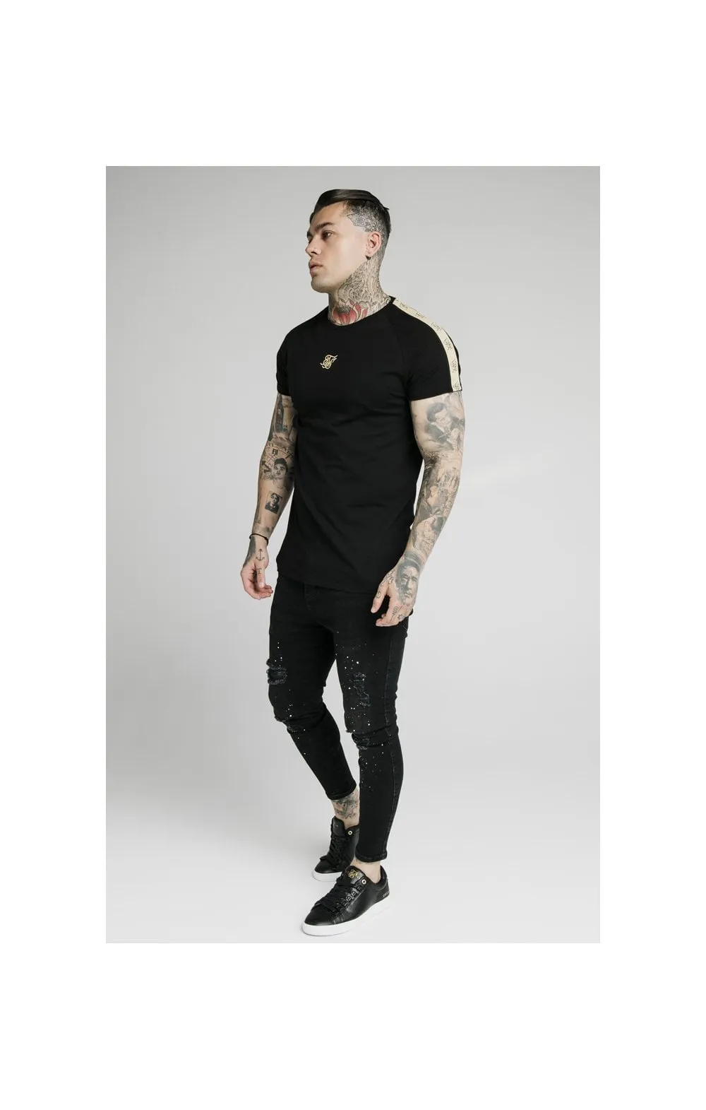 SikSilk S/S Raglan Premium Tape Gym Tee - Black sold by Siksilk product image thumbnail 3