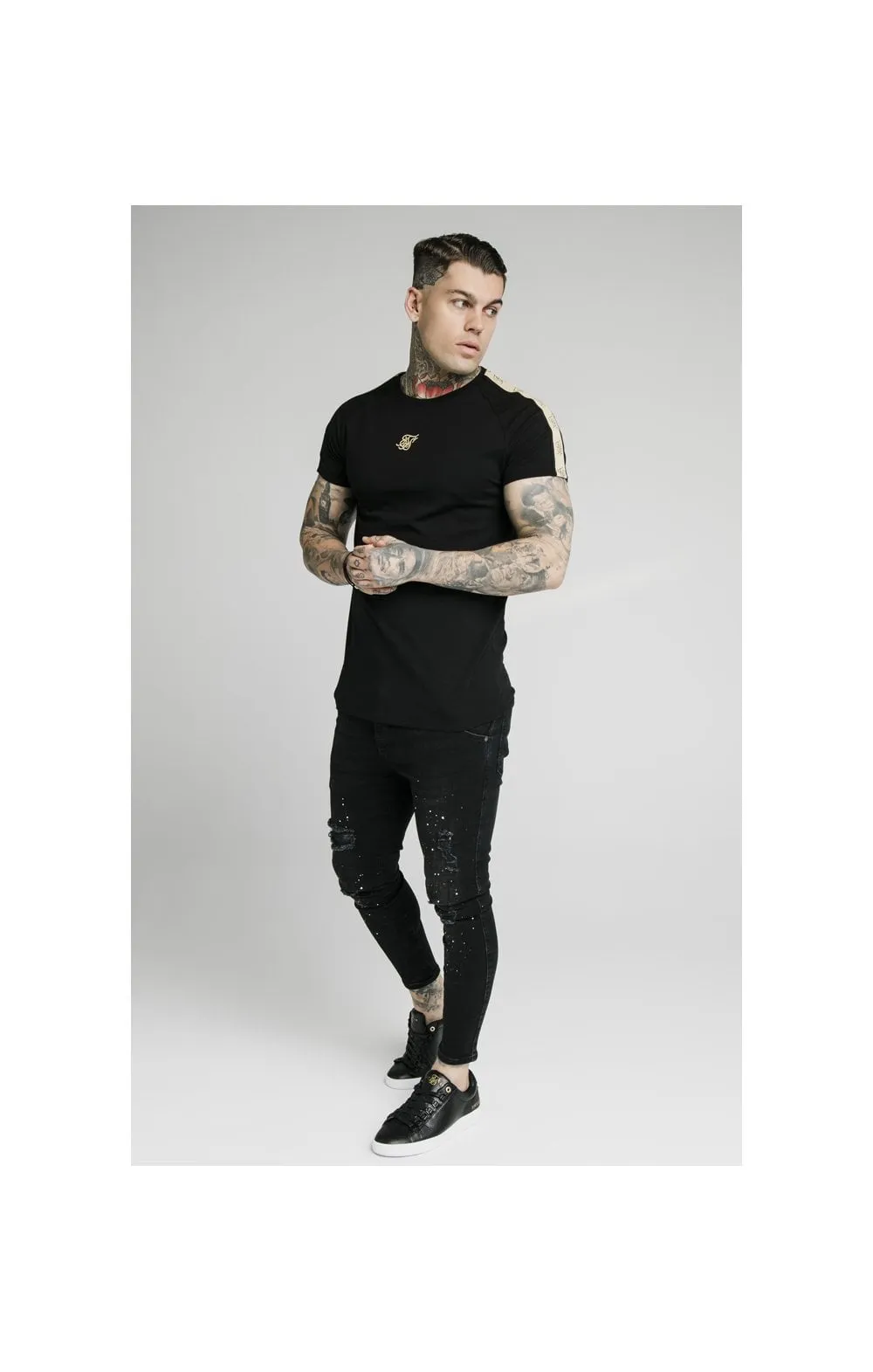 SikSilk S/S Raglan Premium Tape Gym Tee - Black sold by Siksilk product image thumbnail 4