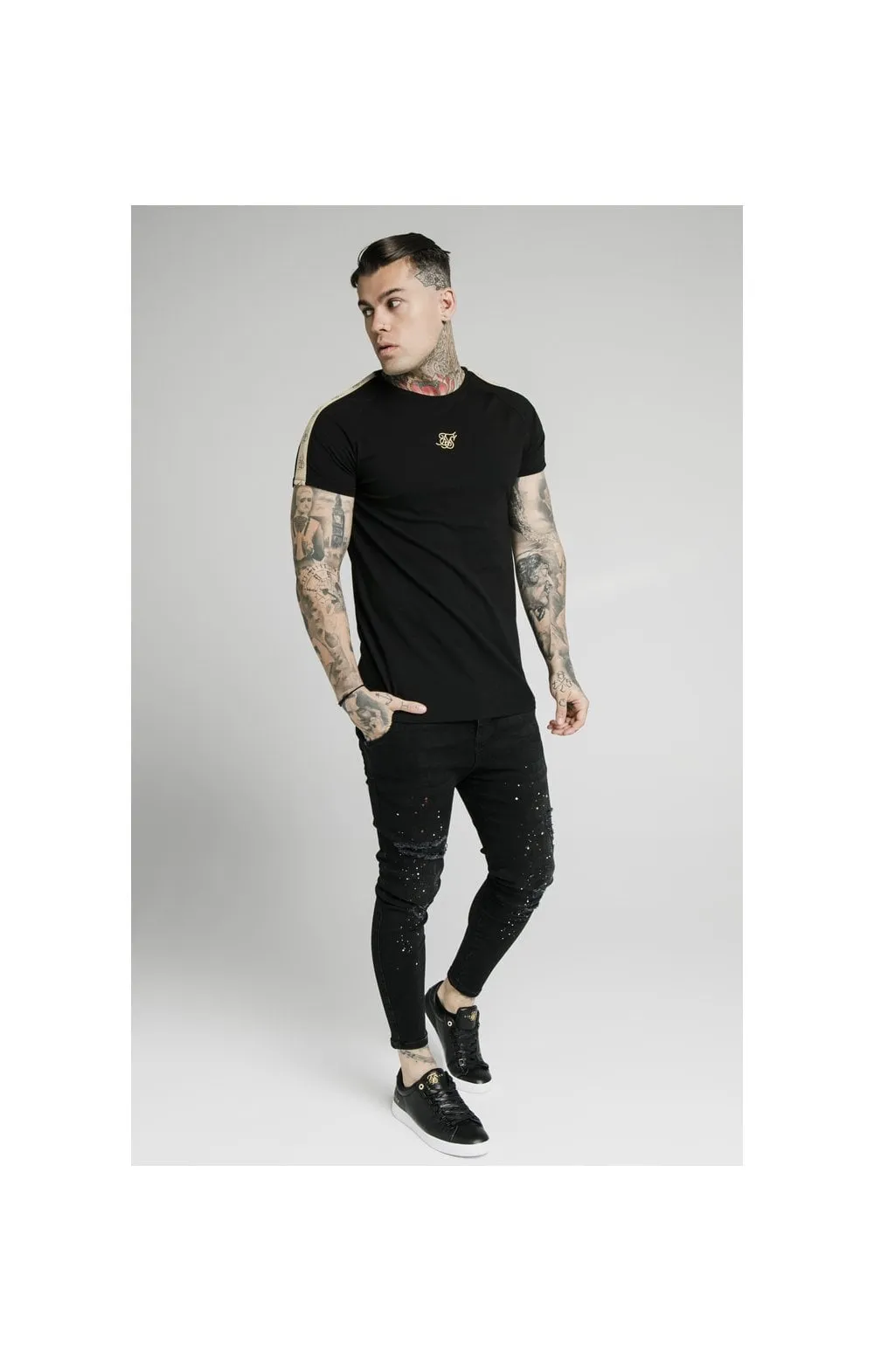 SikSilk S/S Raglan Premium Tape Gym Tee - Black sold by Siksilk product image thumbnail 5