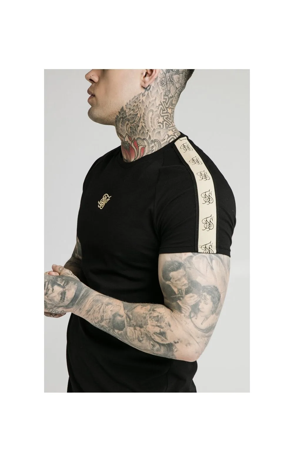 SikSilk S/S Raglan Premium Tape Gym Tee - Black sold by Siksilk product image thumbnail 2