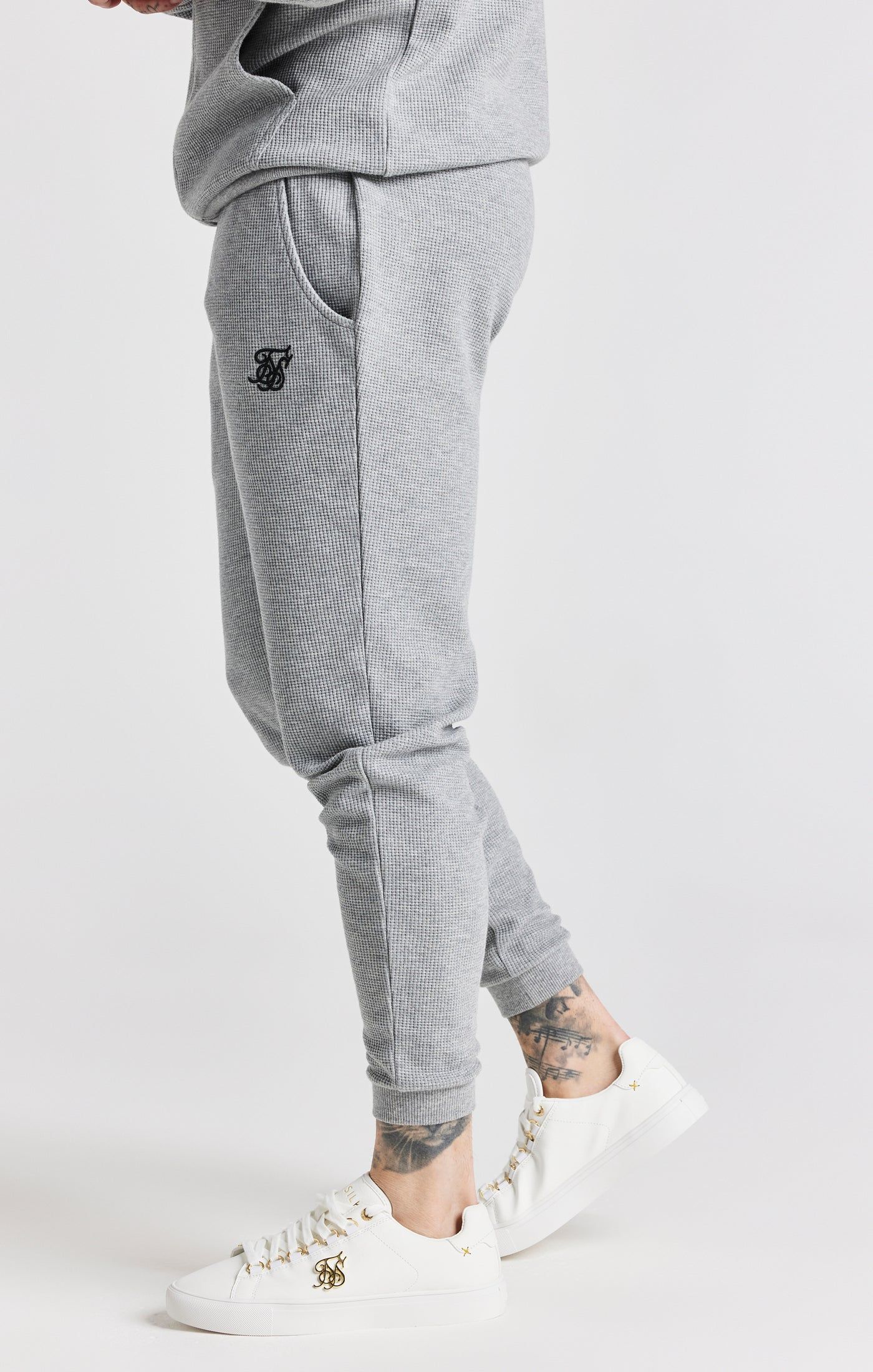 Grey Marl Waffle Muscle Fit Jogger sold by Siksilk product image thumbnail 2
