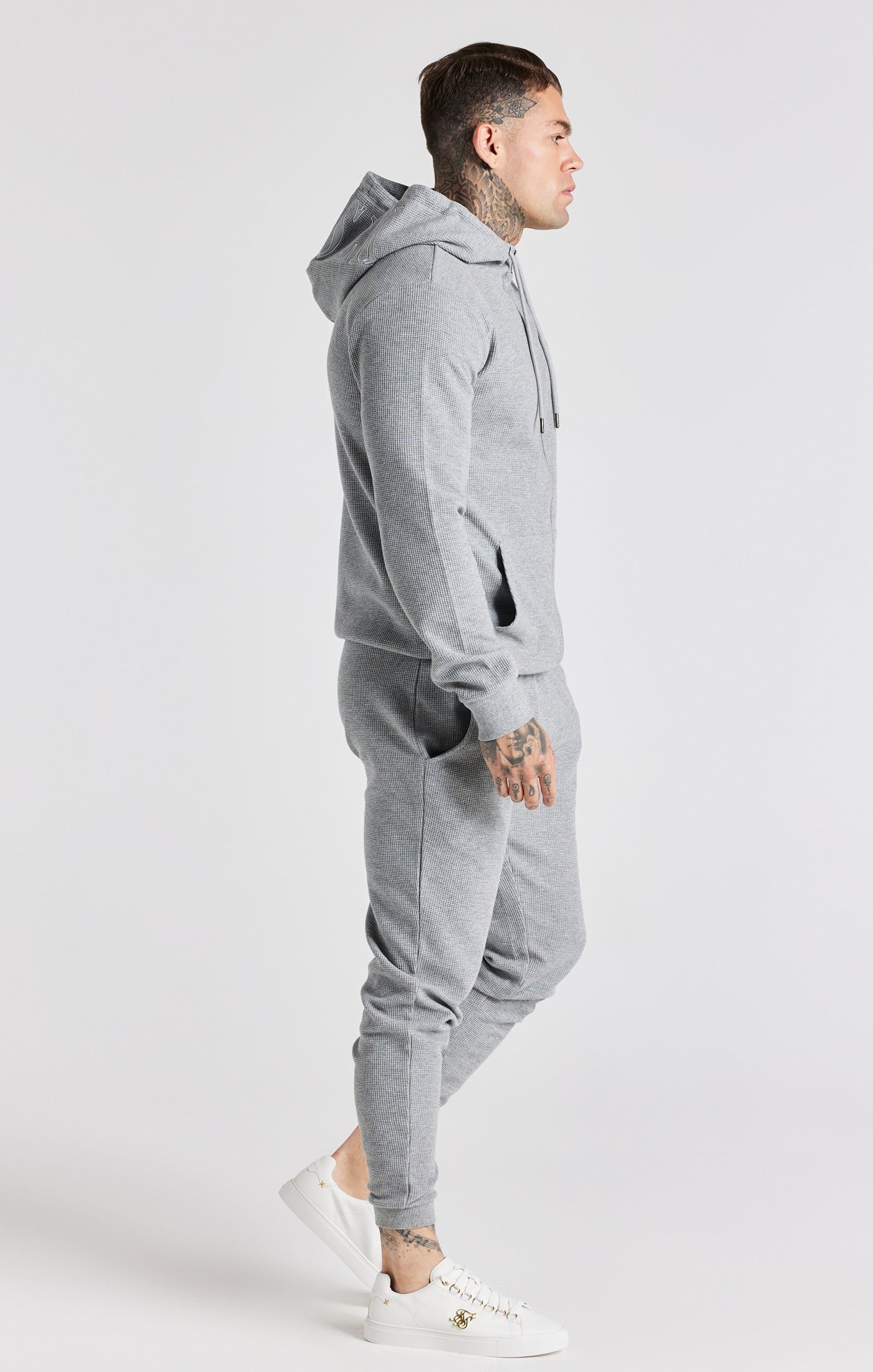Grey Marl Waffle Muscle Fit Jogger sold by Siksilk product image thumbnail 3