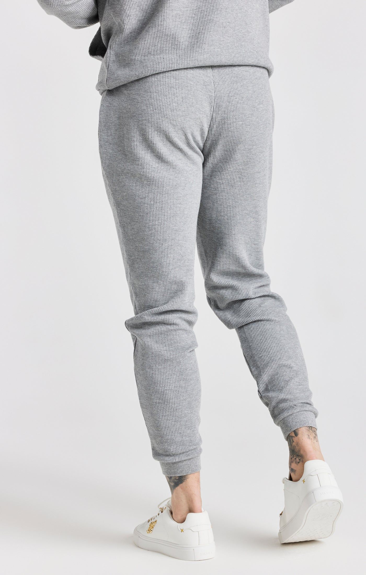 Grey Marl Waffle Muscle Fit Jogger sold by Siksilk product image thumbnail 4