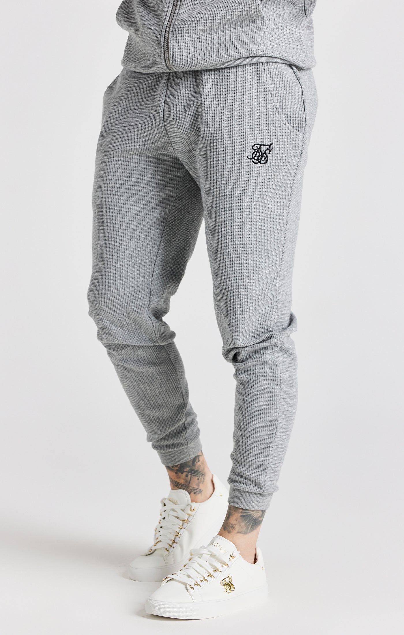 Grey Marl Waffle Muscle Fit Jogger sold by Siksilk