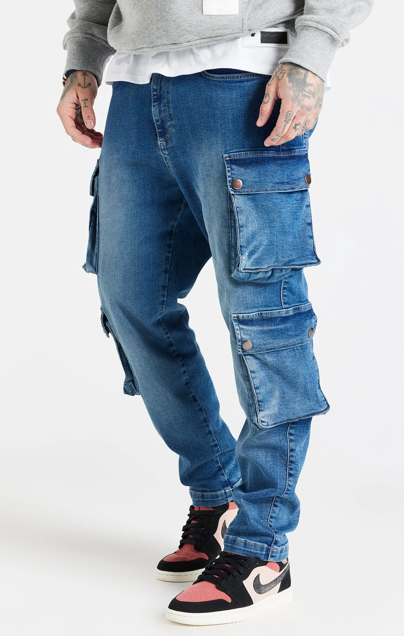 Blue Loose Fit Cargo Pant sold by Siksilk