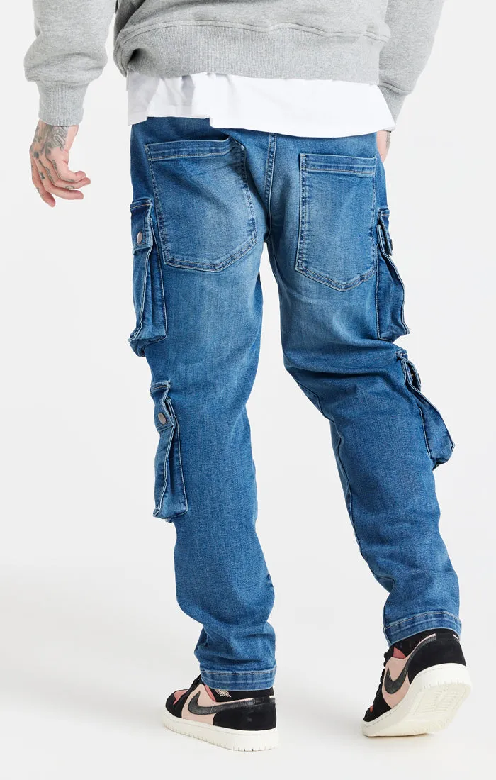 Blue Loose Fit Cargo Pant sold by Siksilk product image thumbnail 3