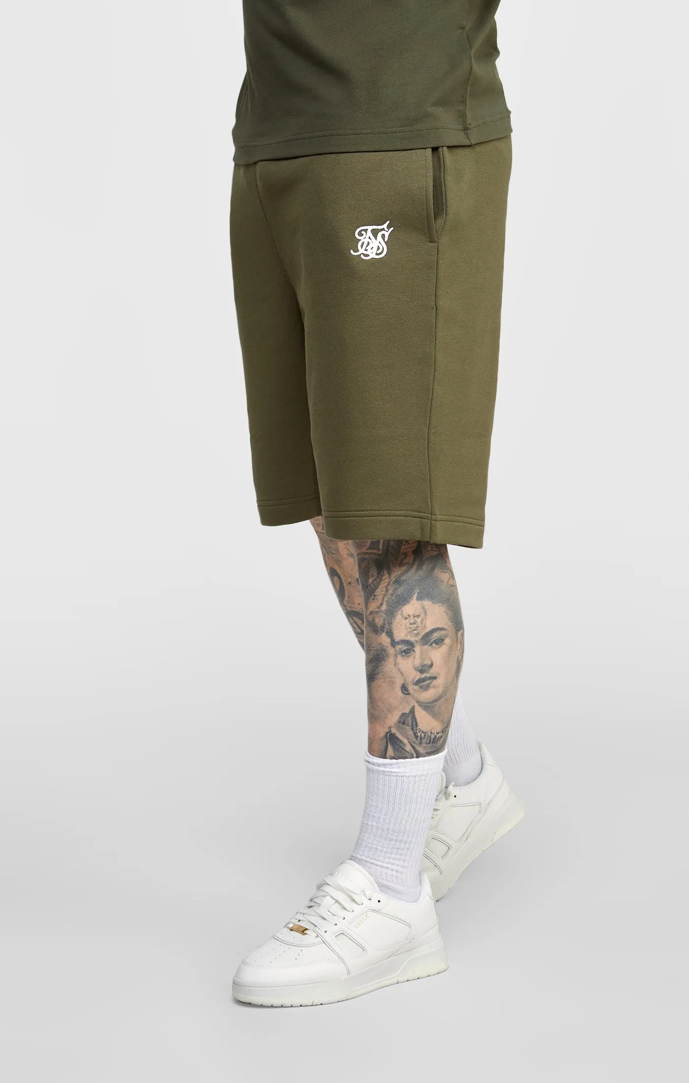 Khaki Essential Fleece Short sold by Siksilk