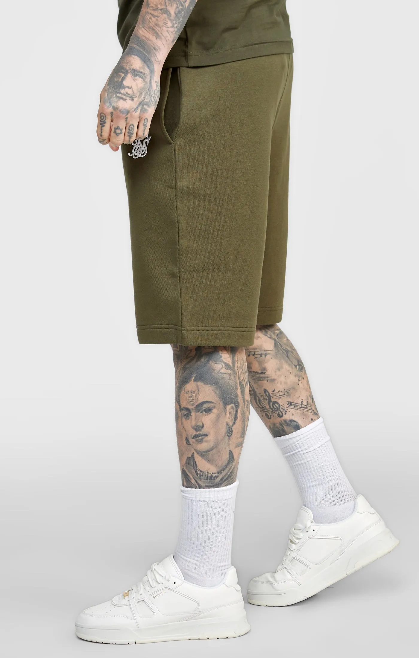 Khaki Essential Fleece Short sold by Siksilk product image thumbnail 5