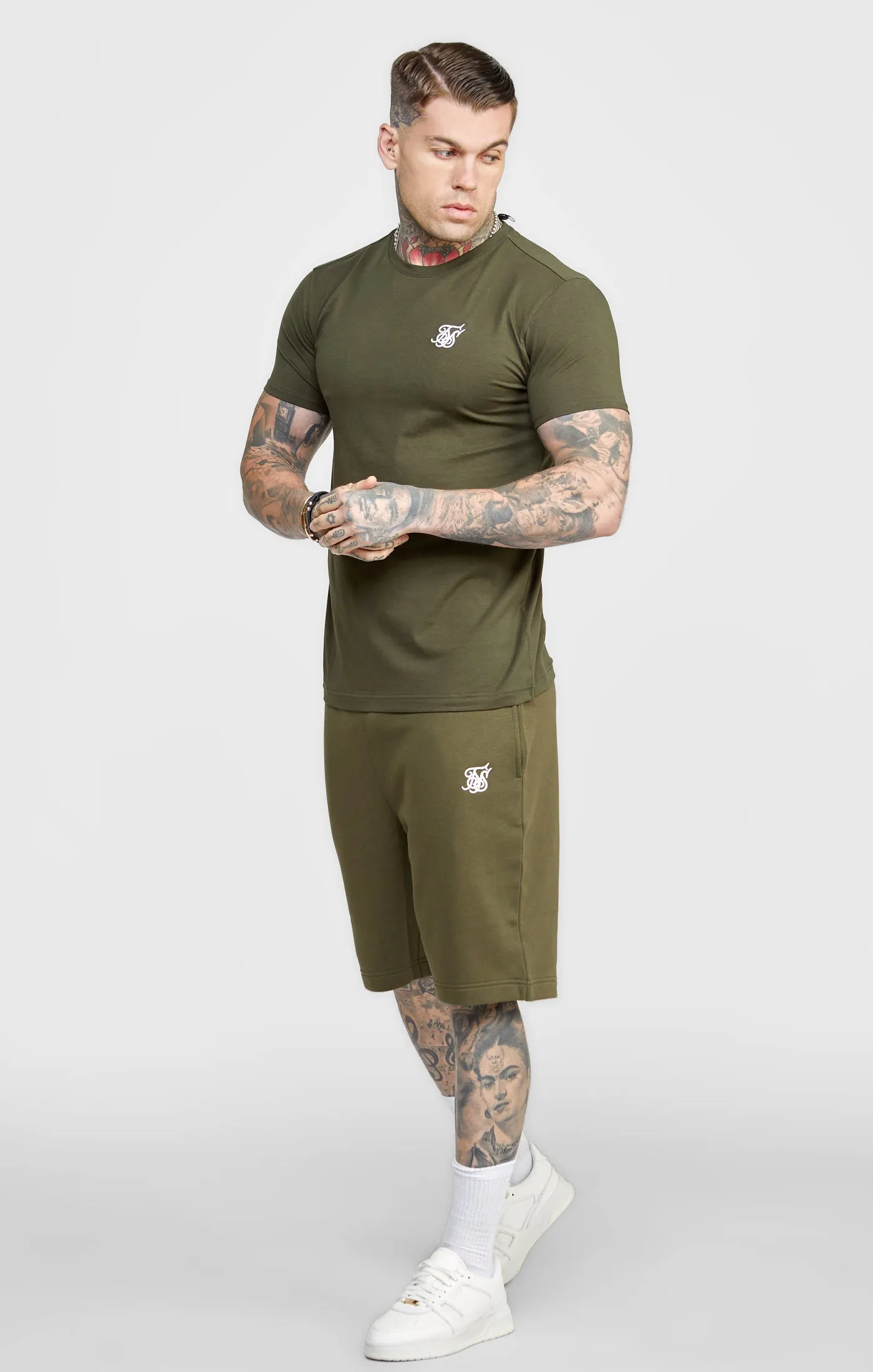 Khaki Essential Fleece Short sold by Siksilk product image thumbnail 3