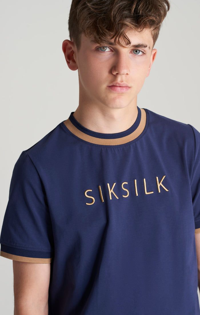 Boys Navy Contrast Collar T-Shirt sold by Siksilk product image thumbnail 2