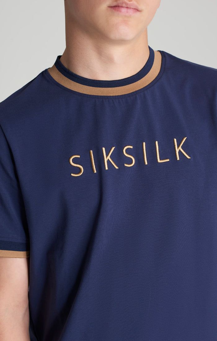Boys Navy Contrast Collar T-Shirt sold by Siksilk product image thumbnail 3