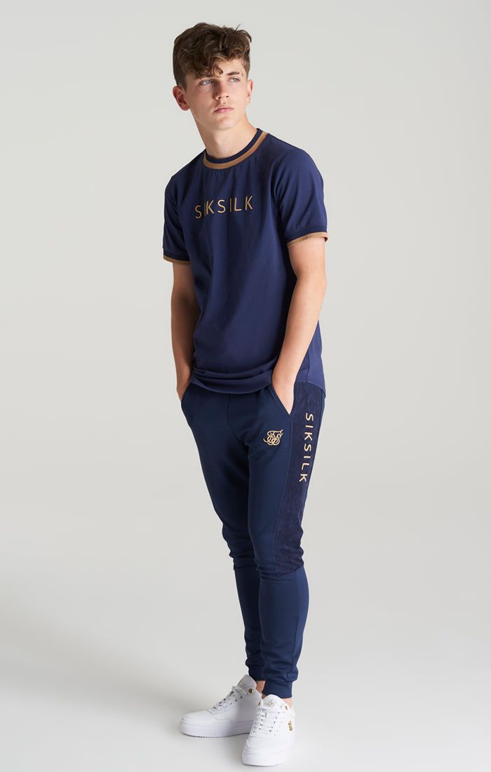 Boys Navy Contrast Collar T-Shirt sold by Siksilk product image thumbnail 4