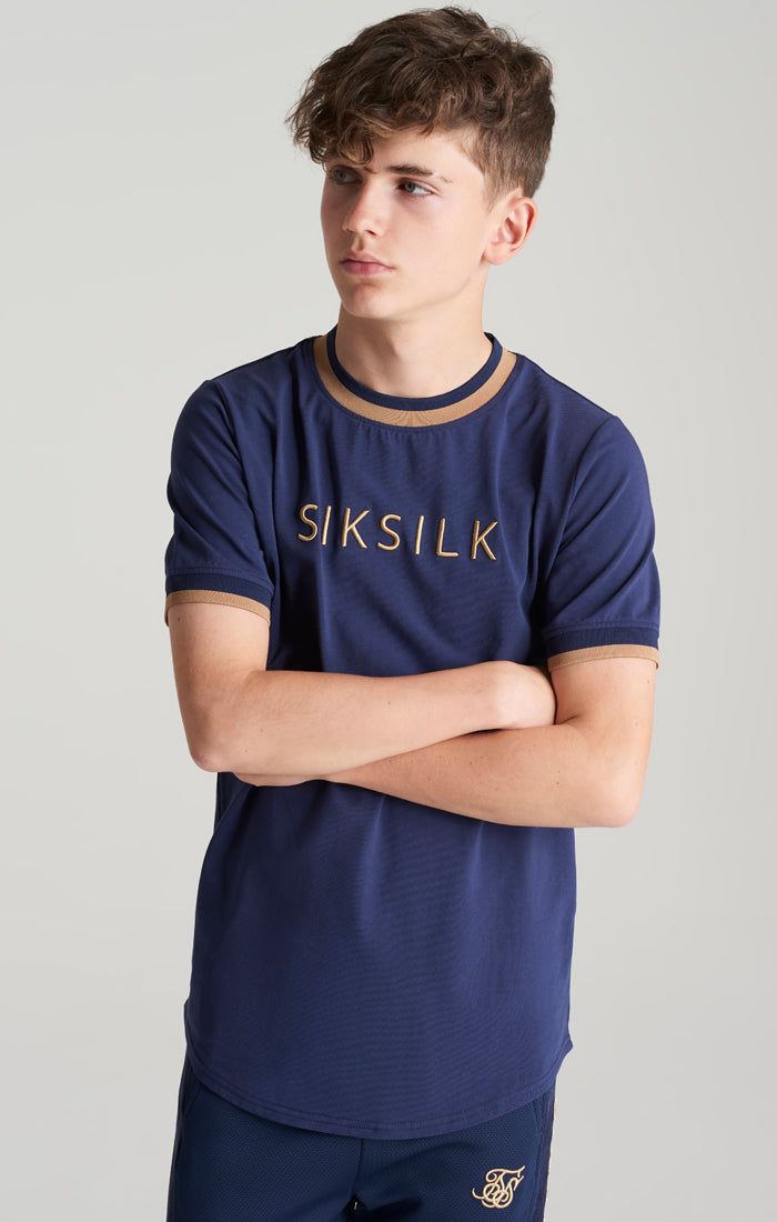 Boys Navy Contrast Collar T-Shirt sold by Siksilk