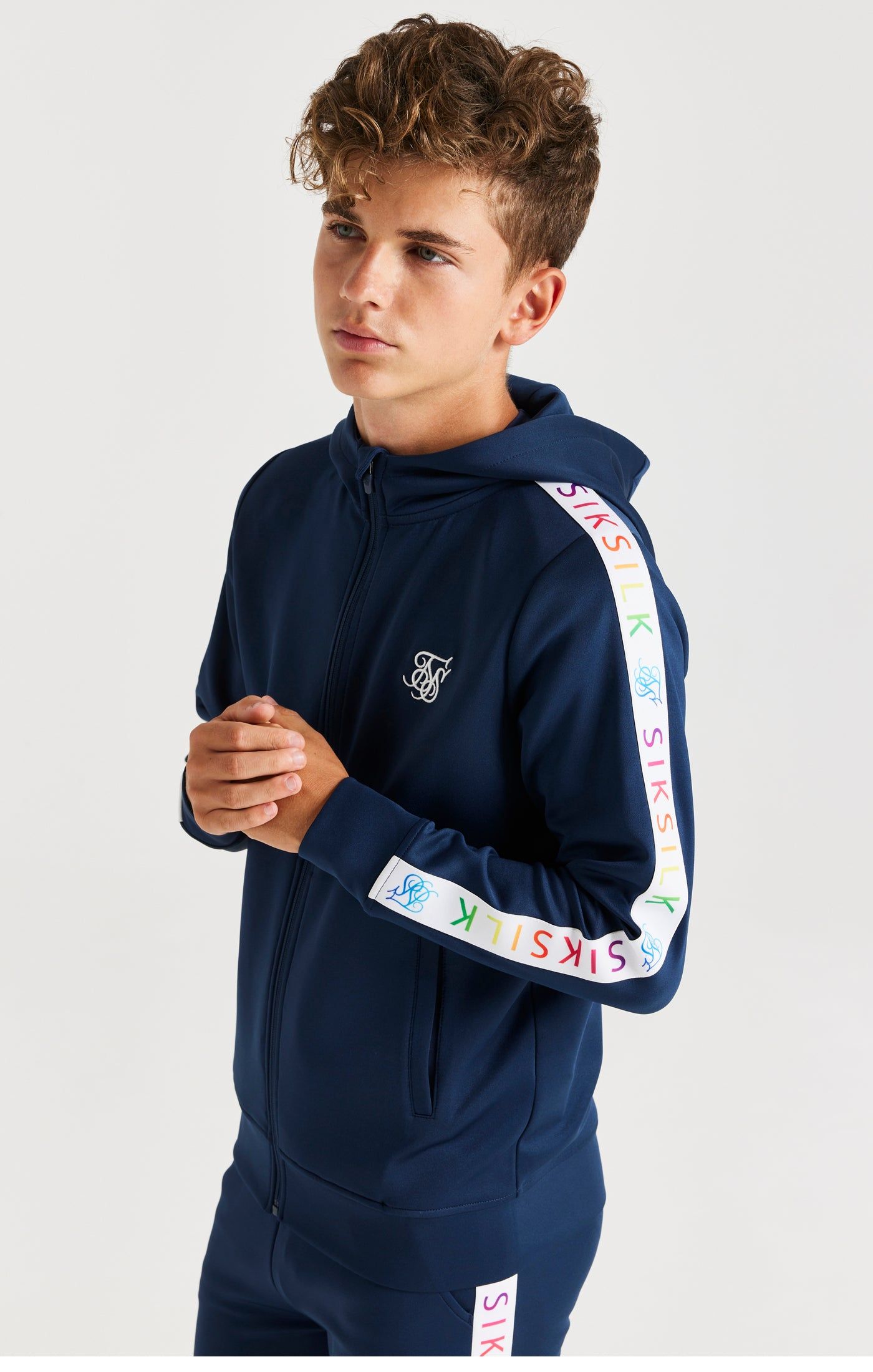 SikSilk Rainbow Zip Through Hoodie - Navy sold by Siksilk