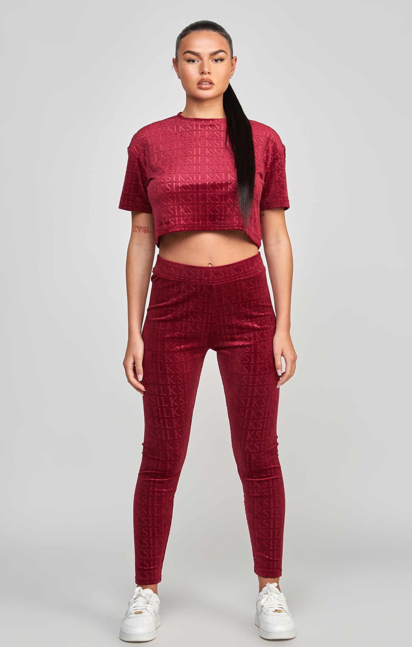Pink Velour Crop T-Shirt sold by Siksilk product image thumbnail 3