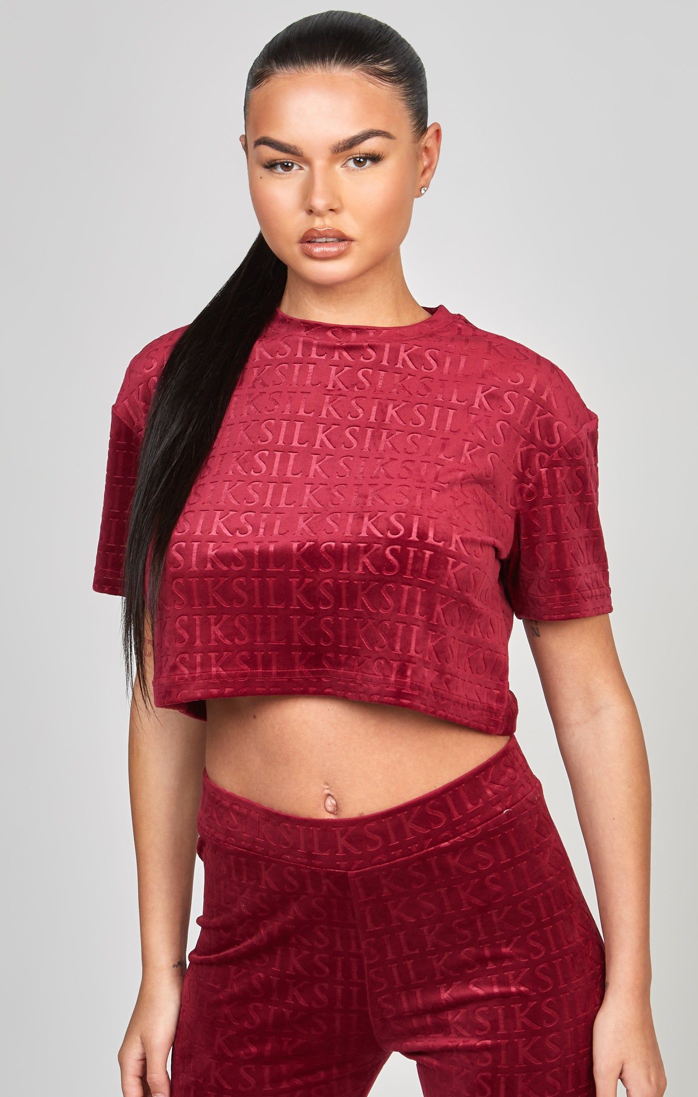 Pink Velour Crop T-Shirt sold by Siksilk