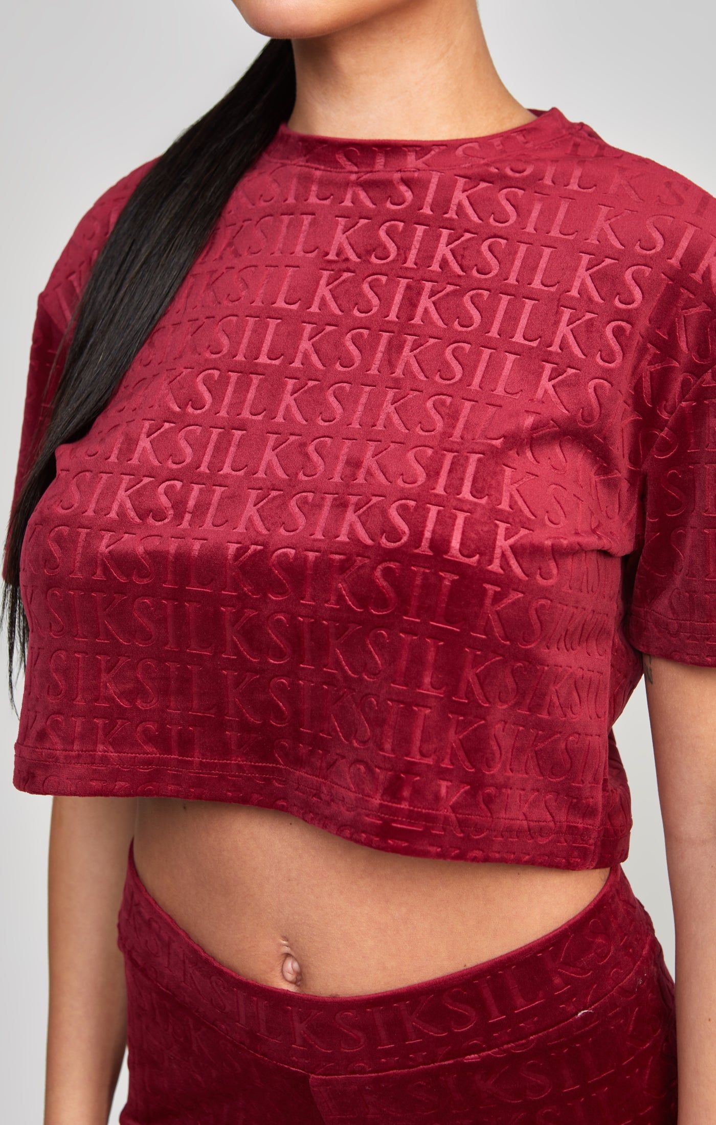 Pink Velour Crop T-Shirt sold by Siksilk product image thumbnail 2